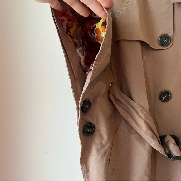 Tulle Tan Cape Jacket Women’s Small Khaki Cotton Double Breasted Y2K Mod - Picture 4 of 14